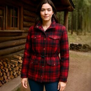Levi's Women's Red and Black Plaid Utility Jacket